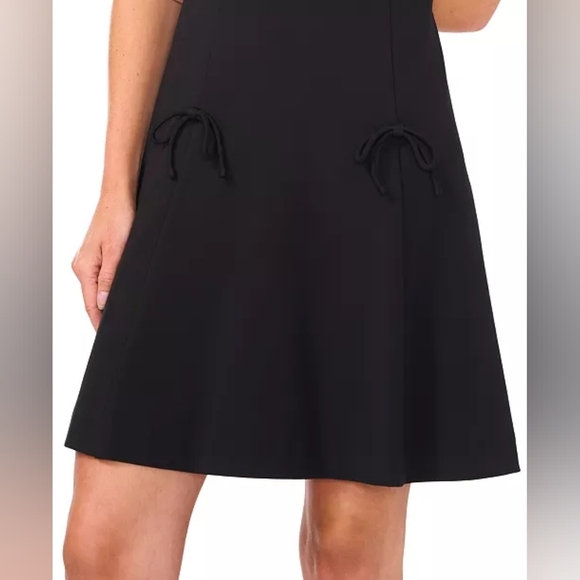 CeCe Women's Short-Sleeve Fit & Flare Bow-Trim Dress Size 12 - Picture 3 of 8